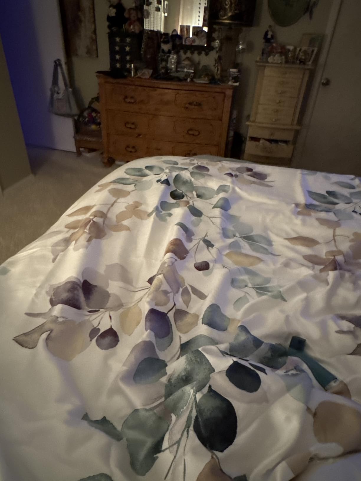MILDLY Greige Floral Duvet Cover Set 3pcs Elegant for All Season Queen customer photo 2