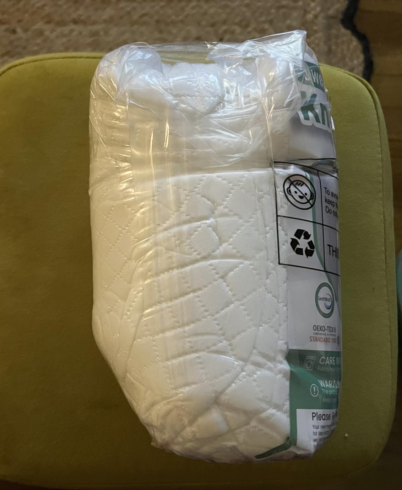 SweetSlubr Memory Foam Knee Pillow for Side Sleepers, Leg Pillow, White customer photo 2