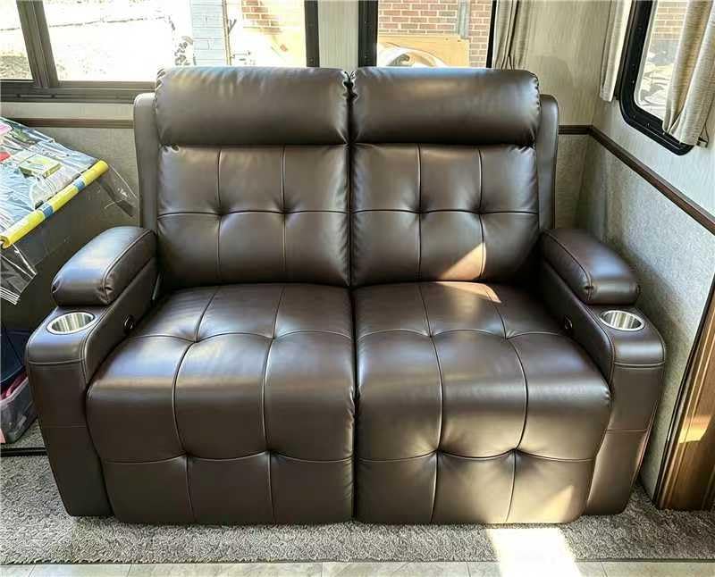 RV Loveseat Recliner Sofa, Wall Hugger Reclining RV Couch with USB | RV Reclining Loveseat with Massage, Pocket, Cup Holder, 150° Recline for RV Furniture, Travel Trailers & Home Theater Seating customer photo 1
