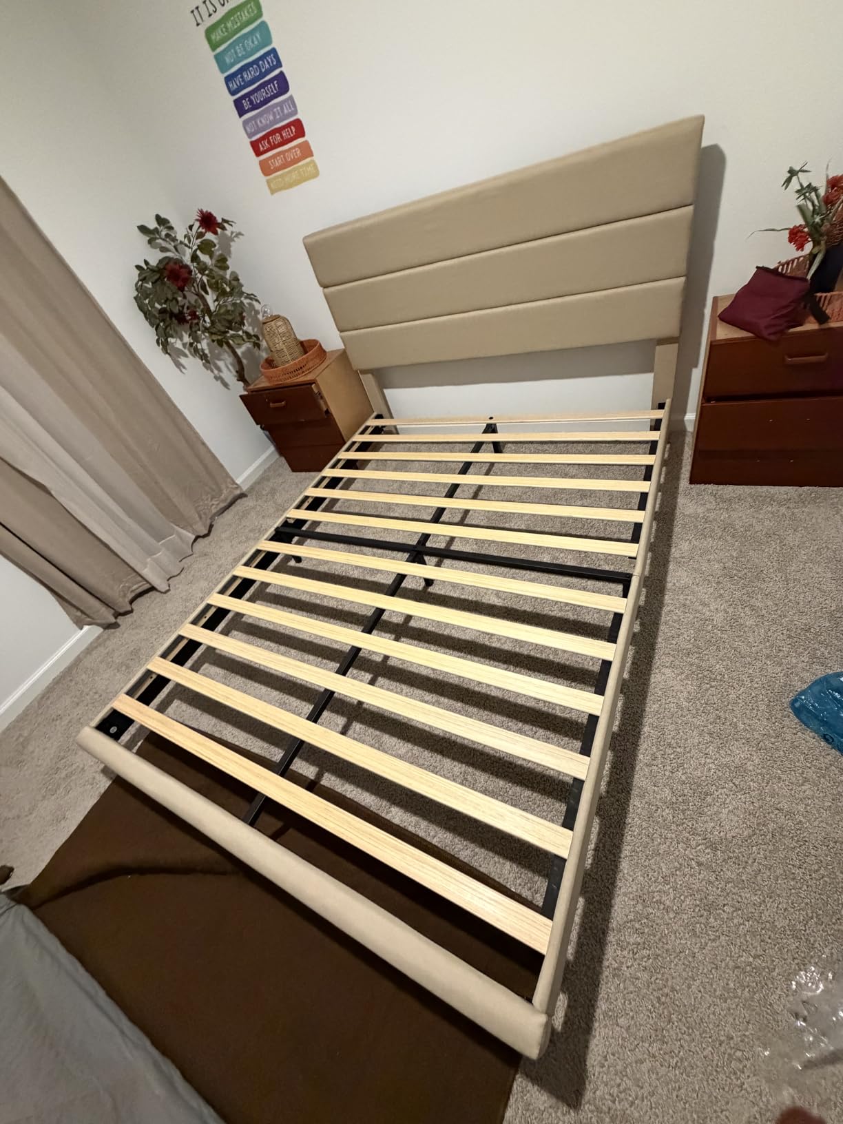 Allewie Twin Size Platform Bed Frame with Fabric Upholstered Headboard customer photo 2