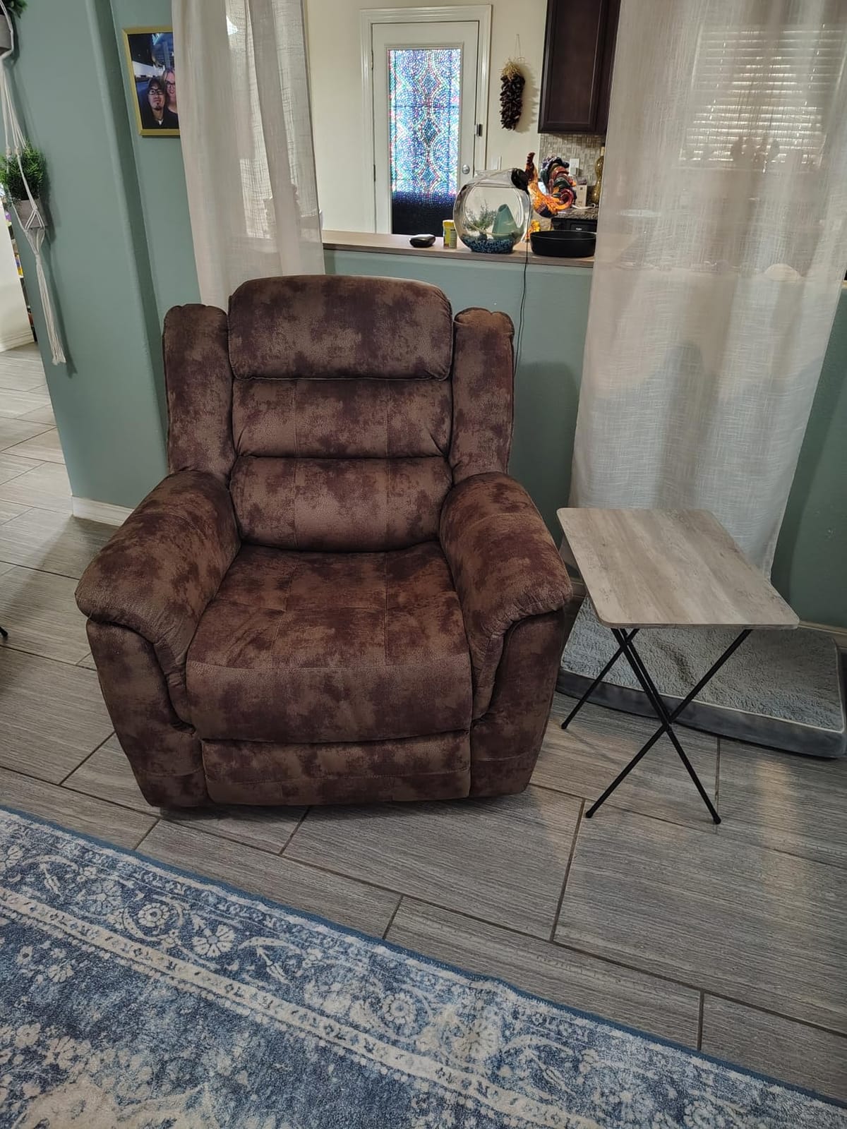 EBELLO Reclining Sofa for Living Room, Extra Wide Modern Overstuffed 3 Seat Recliner Manual Sofa Chair, Breathable Soft Fabric and Padded Seat, Brown customer photo 1