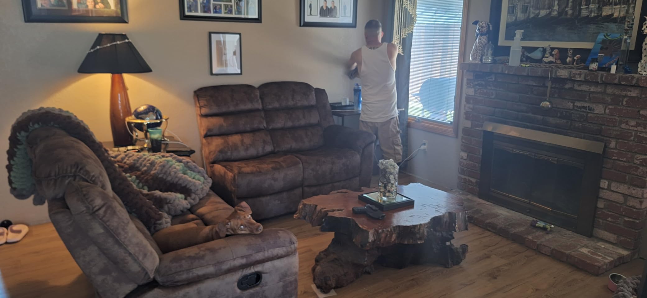 EBELLO 2 Pieces Reclining Couch Furniture Set, Overstuffed Reclining Loveseat Couch and Wide 3PC Bonded Recliner Sofa Set for Living Room, Brown customer photo 1