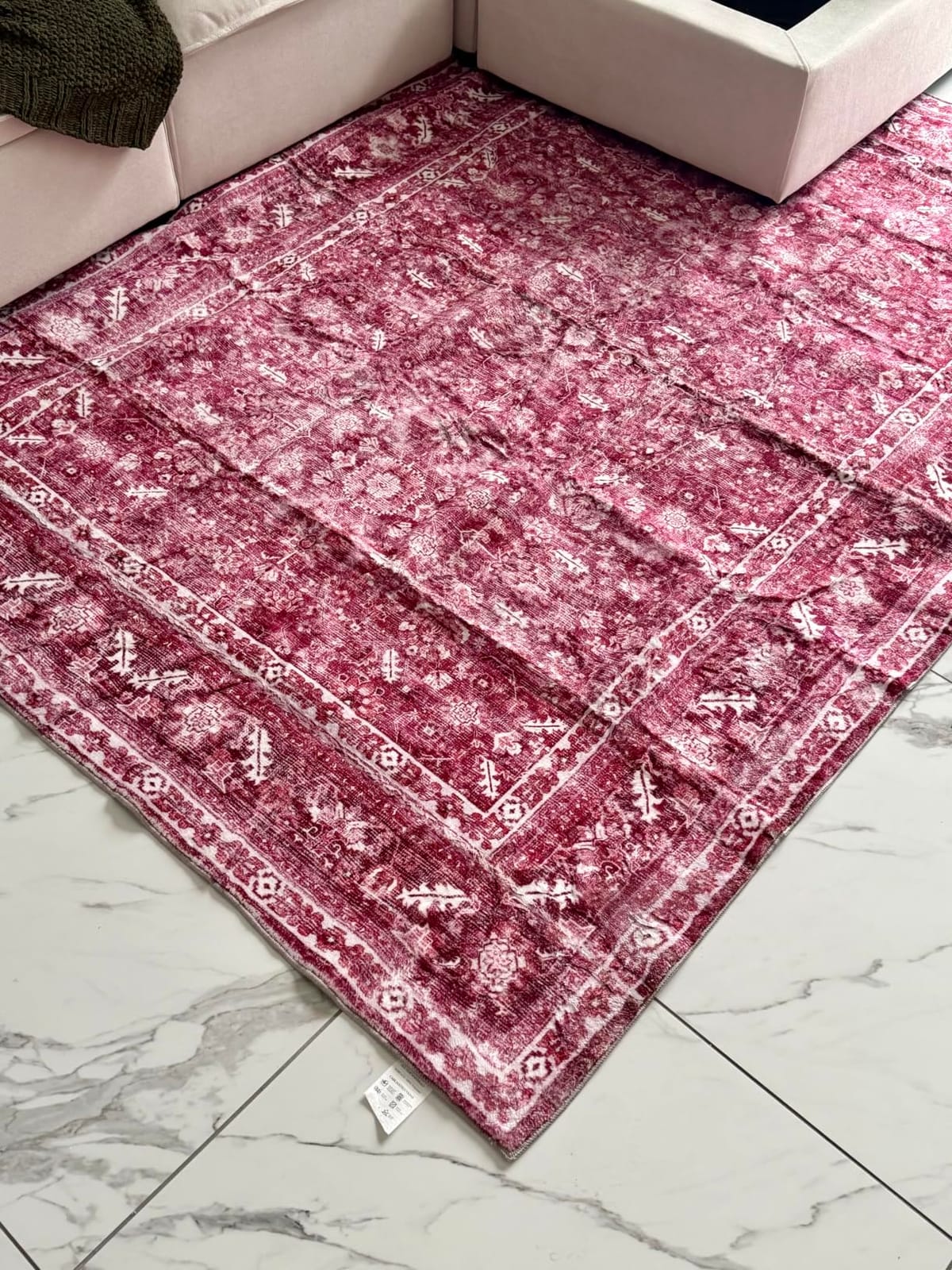 OPPODREAM Vintage Blue Area Rugs 5x7, Washable Rug for Living Room | TPR Non-Slip Backing, Retro Low-Pile Faux Cashmere Surface, 5 by 7 Distressed Carpet for Bedroom, Office, Dorm, Dining Room customer photo 2
