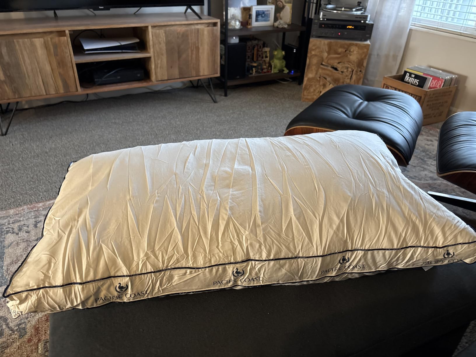 Pacific Coast Goose Feather and Down Pillows, with 100% Organic Cotton Fabric, Standard Size Set of 2, Gusseted Design for Sleeping, Hotel Collection, Firm Pillows for Side and Back Sleepers customer photo 1