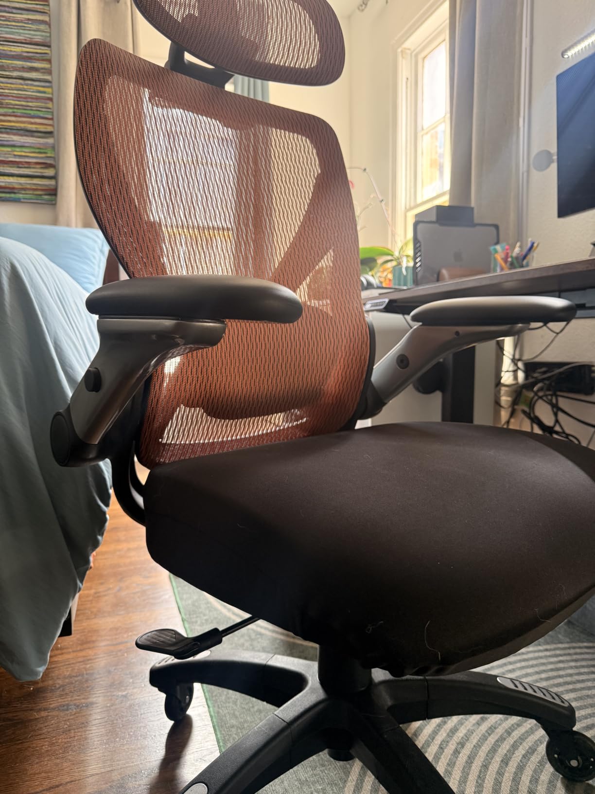 ELABEST X100 Ergonomic Mesh Office Chair with Footrest, Big and Tall Home Desk Chair with 5D Flip-Up Arms, Adjustable 3D Lumbar Support, Gaming & Executive Computer Chair (Foggy Morning) customer photo 1