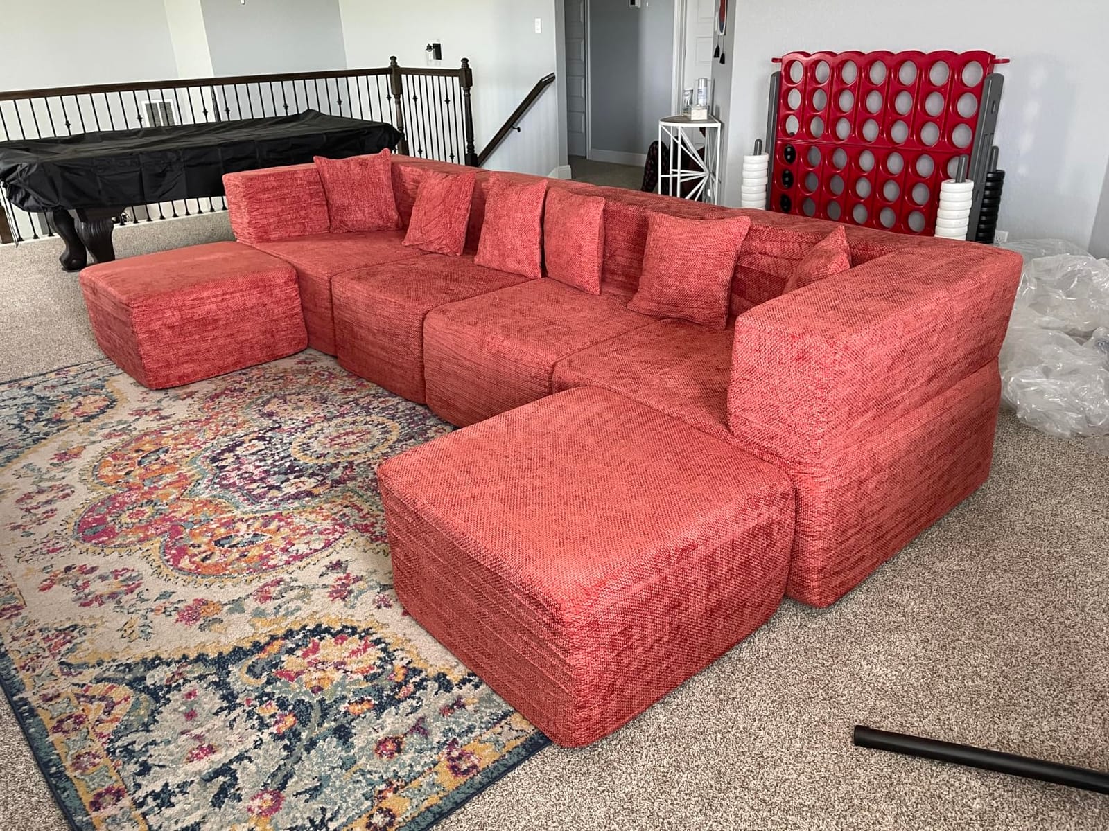 MONVANE Modular Sectional Cloud Couch for Living Room - 130'' 6 Seater Convertible Chenille Couches Set with Ottoman, No Assembly Compression Sofas, Comfy Floor Sofa with Memory Foam, Grey customer photo 2