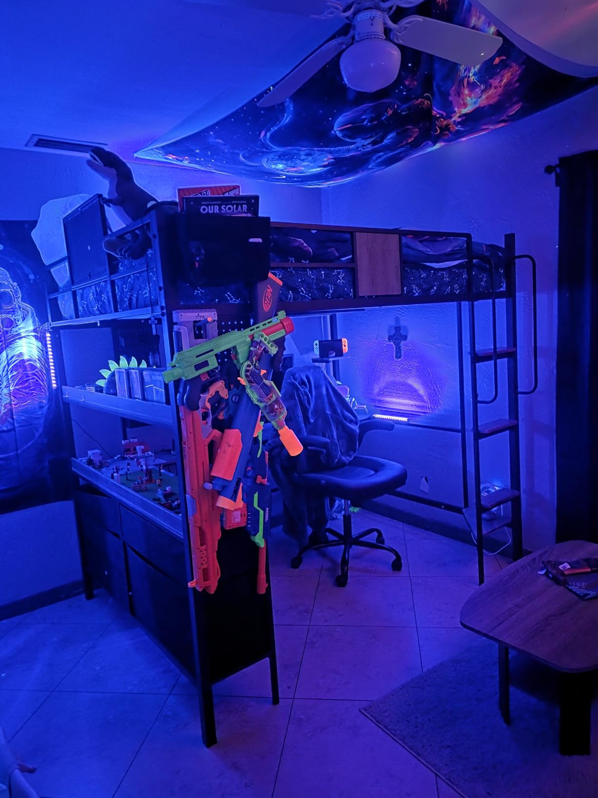 Dnxao Full Loft Bed with Desk and 5 Storage Drawers, Oak Gray customer photo 1