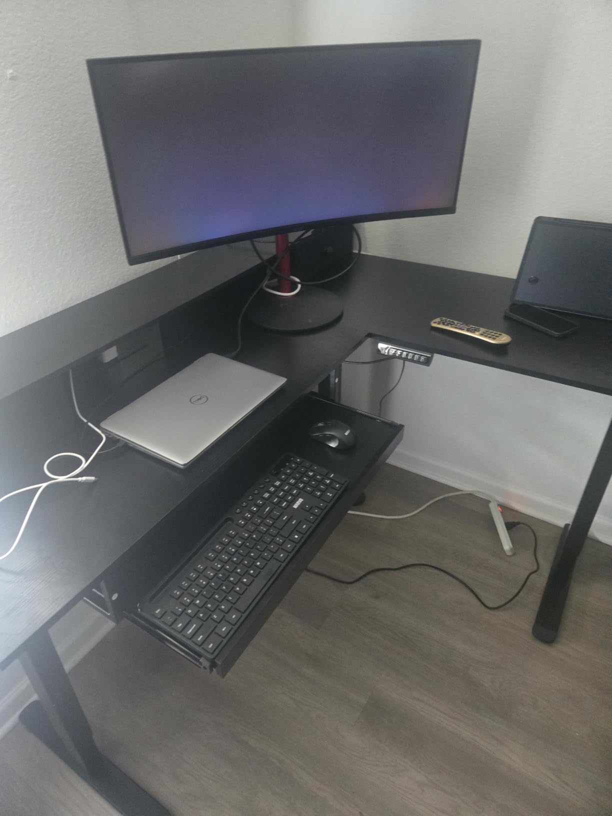 OffiGo 59 Inch L Shaped Electric Standing Desk with Drawers, Black customer photo 2