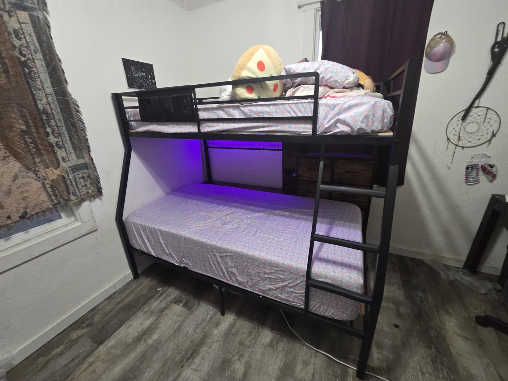 BTHFST Bunk Bed Twin Over Twin with Charging Station & LED Lights, Black customer photo 1