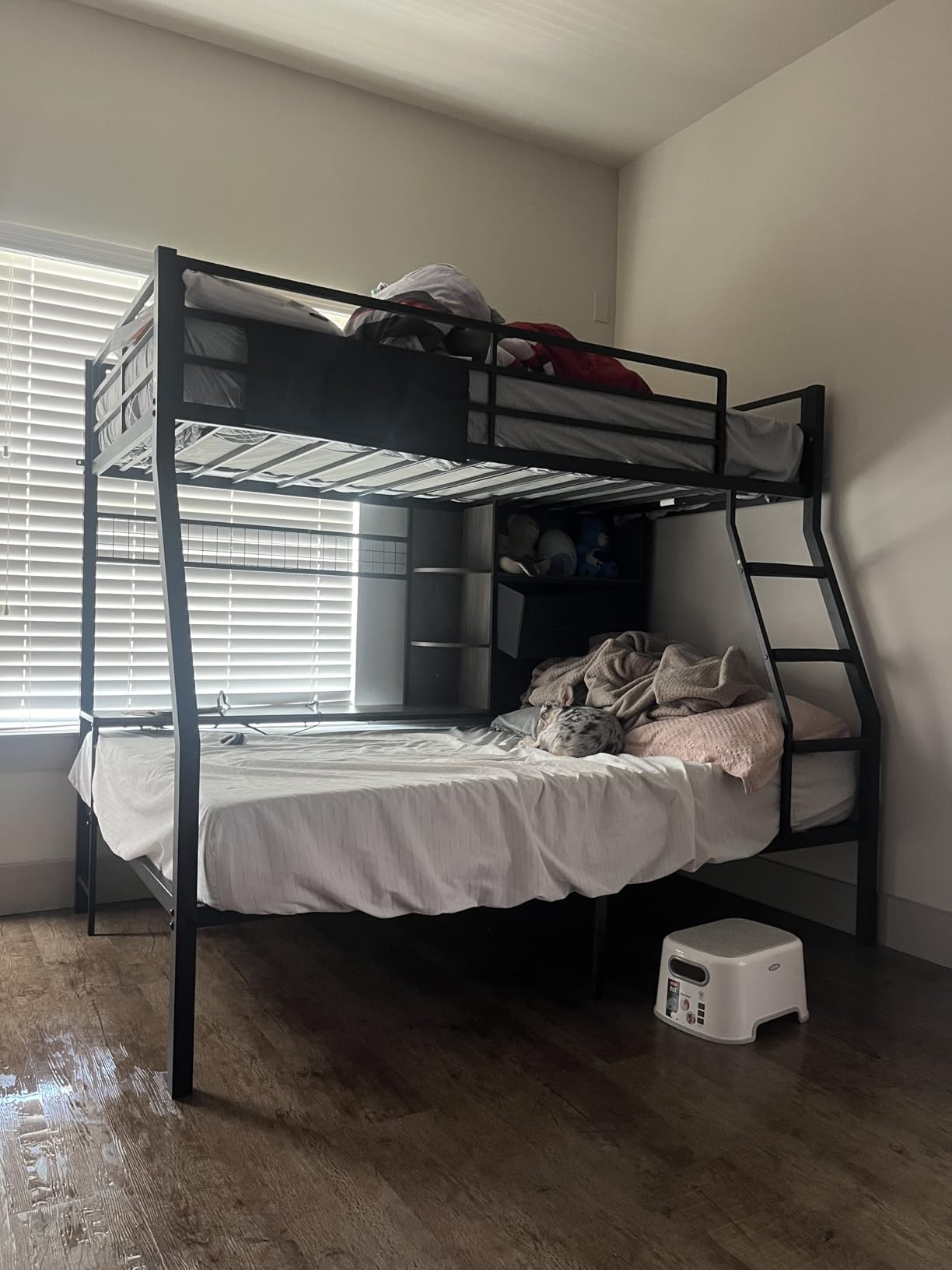 BTHFST Bunk Bed Twin Over Twin with Charging Station & LED Lights, Black customer photo 2