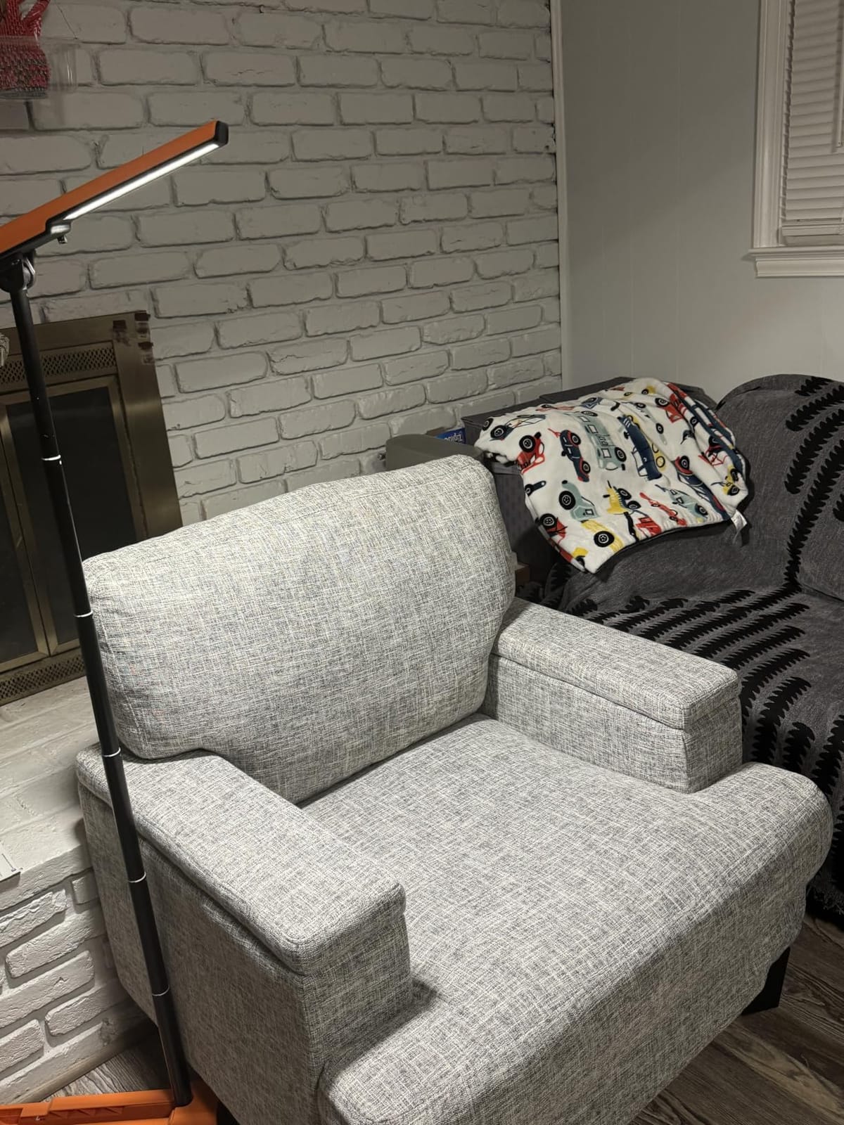 Accent Chair with Storage Armrest, Modern Upholstered Reading Living Room Chairs, Comfy Large Armchair, Fabric Single Sofa Chair for Bedroom (Blue) customer photo 2