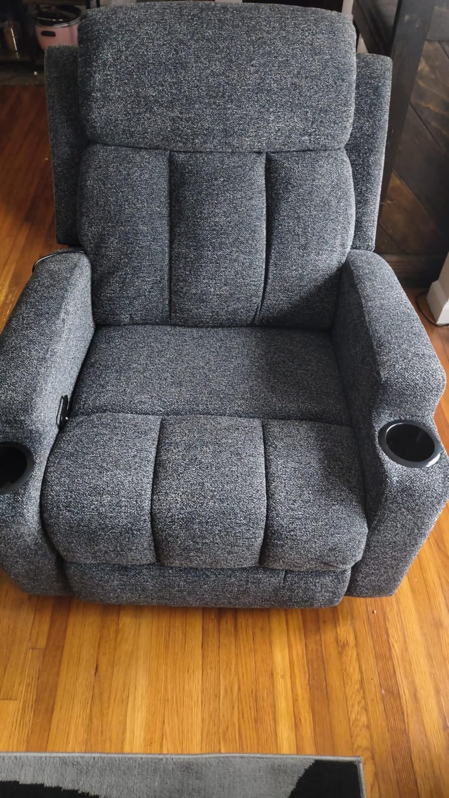 CANMOV Manual Recliner Chair with Massage and Heat, Soft Fabric Recliner Chair with Overstuffed Arm and Back, Manual Reclining Single Sofa with 2 Cup Holders, Side Pocket for Living Room, Dark Grey customer photo 1