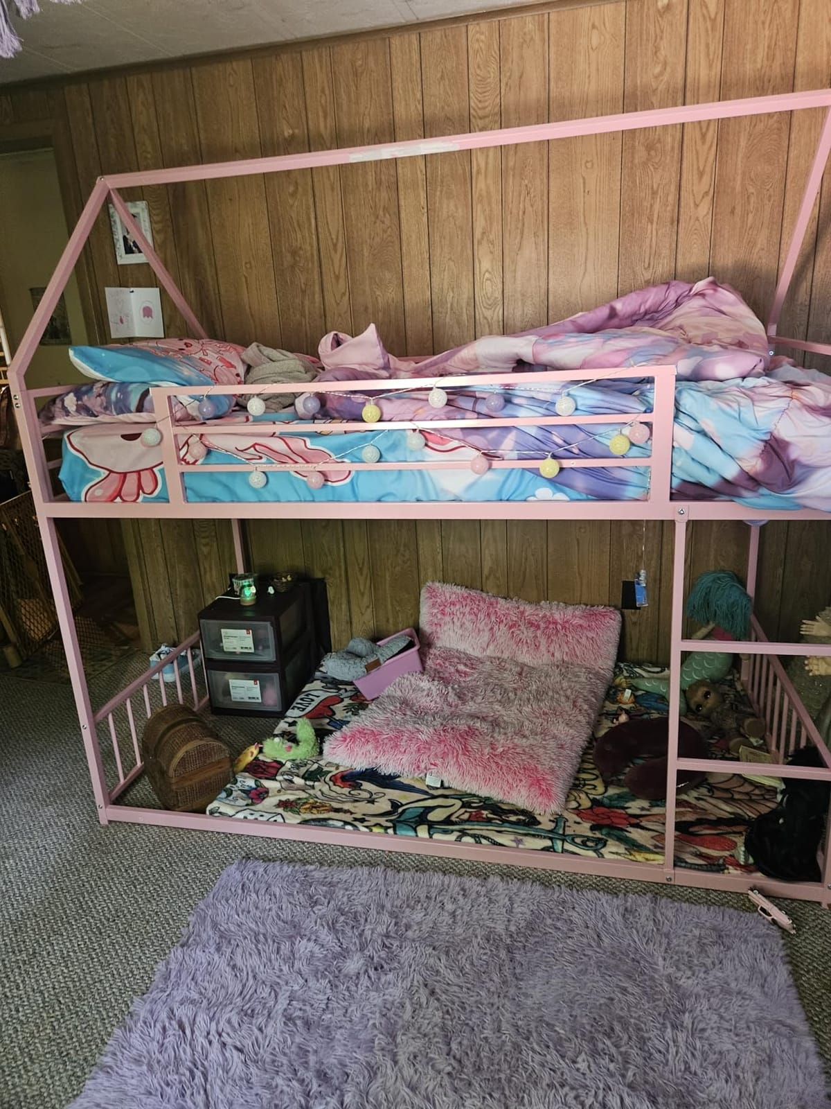 LIKIMIO Bunk Bed Twin Over Twin, House Bunk Bed Frame with Ladder, Grey customer photo 1