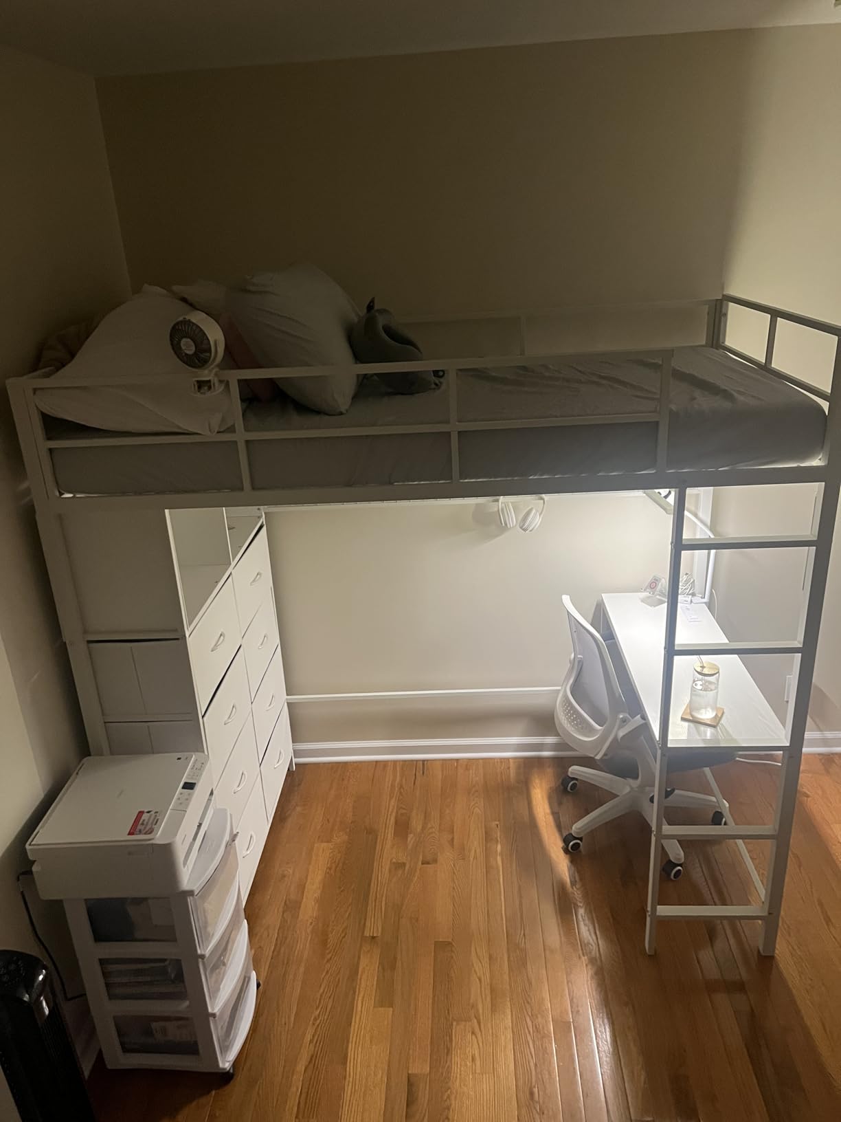 ADORNEVE Loft Bed Full Size with Desk and 8 Storage Drawers, White customer photo 2