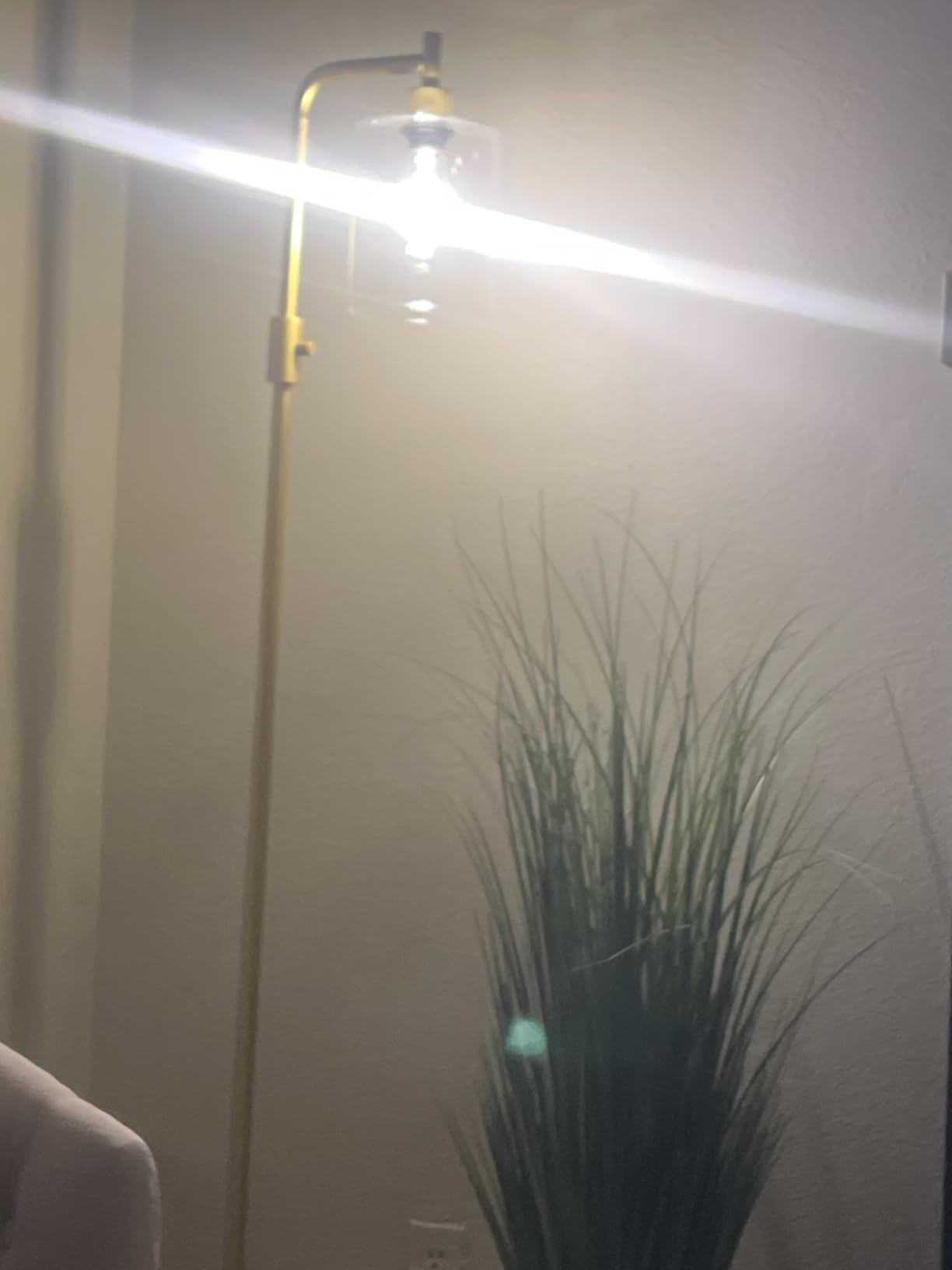 【Upgraded】 Dimmable Floor Lamp for Living Room with Clear Glass Lampshade, Gold Modern Glass Floor Lamp with 900LM LED Bulb Included, Arc Standing Tall Lamp for Bedroom, Office, Reading Room, Corner customer photo 1