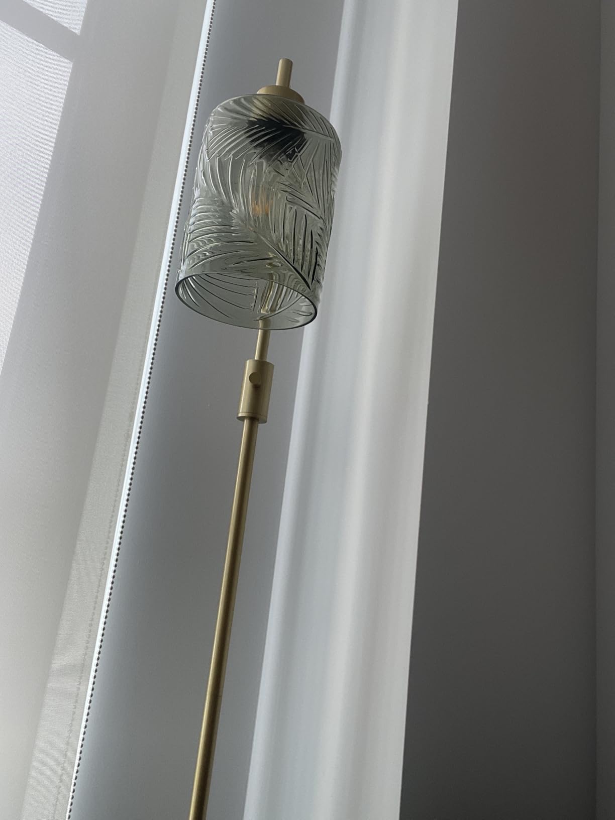 【Upgraded】 Dimmable Floor Lamp for Living Room with Clear Glass Lampshade, Gold Modern Glass Floor Lamp with 900LM LED Bulb Included, Arc Standing Tall Lamp for Bedroom, Office, Reading Room, Corner customer photo 2