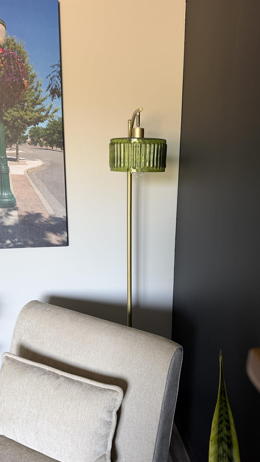 QIYIZM Glass Floor Lamp for Living Room,Bedroom,Gold Dimmable Standing Lamp with Remote,Mid Century Modern Brass Tall Lamp Boho Vintage Retro Floor Lamps Arc Amber Flower Floor Light Lamp Bohemian customer photo 2