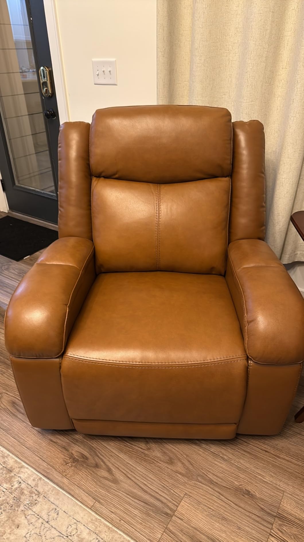 Watson & Whitely Oversized Genuine Leather Power Recliner Chair, Navy Blue | Wall Hugger Recliner for Big and Tall, Power Headrest, Charging Ports, Extra-Large Reclining Sofa for Living Rooms customer photo 1