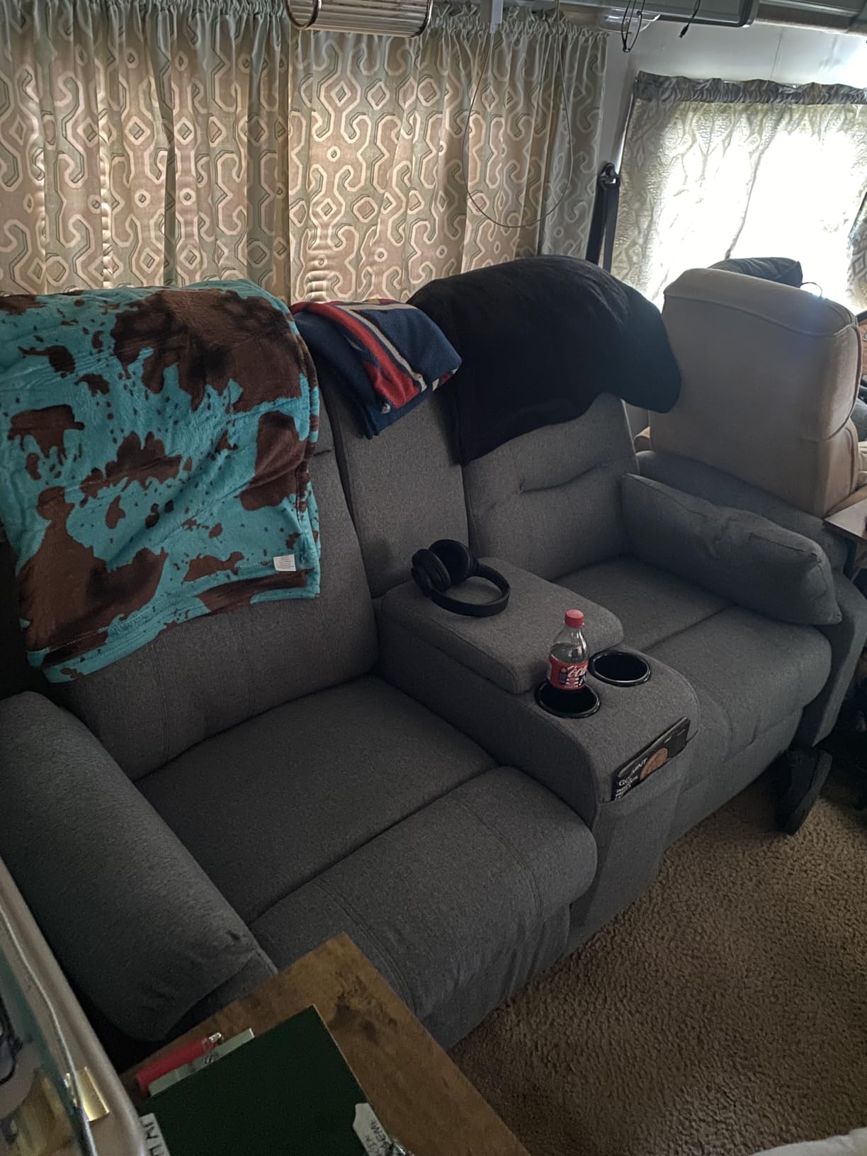 DRMBOOK RV Loveseat Recliner Sofa with Console, Wall Hugger Reclining Couch customer photo 1