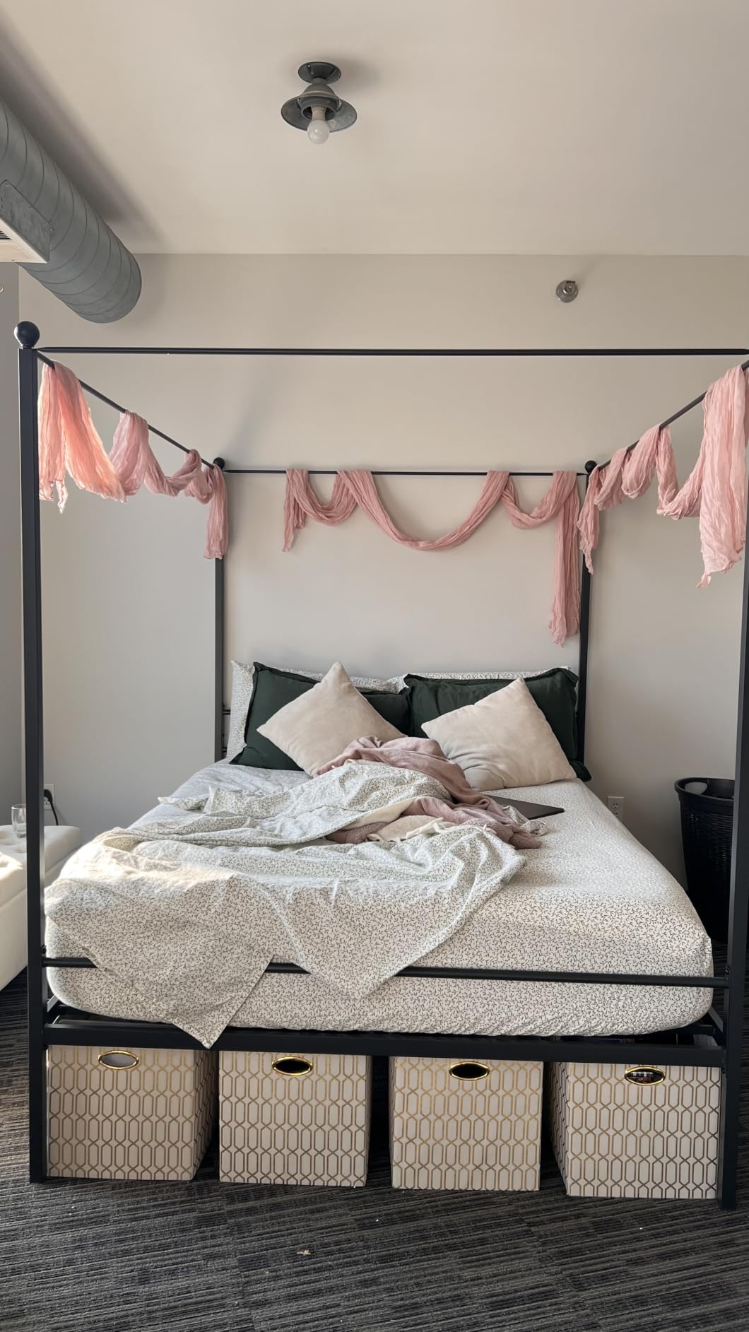 Lutown-Teen Full Canopy Bed Frame, Four Poster Metal Frame, Black customer photo 1