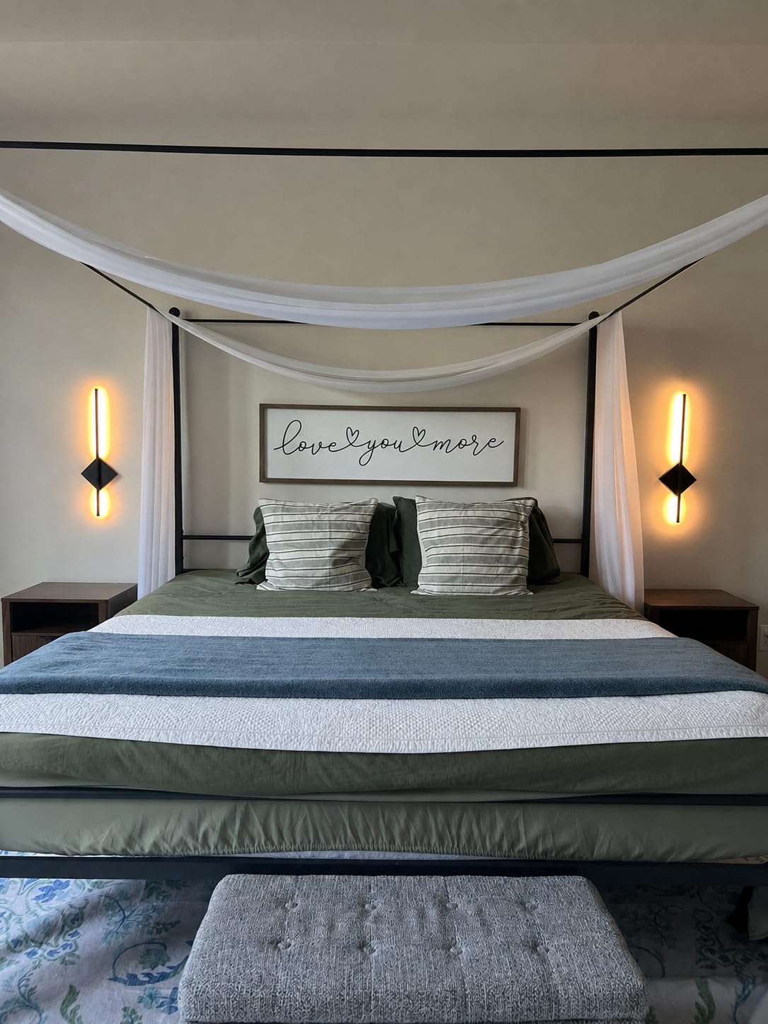 Lutown-Teen Full Canopy Bed Frame, Four Poster Metal Frame, Black customer photo 2