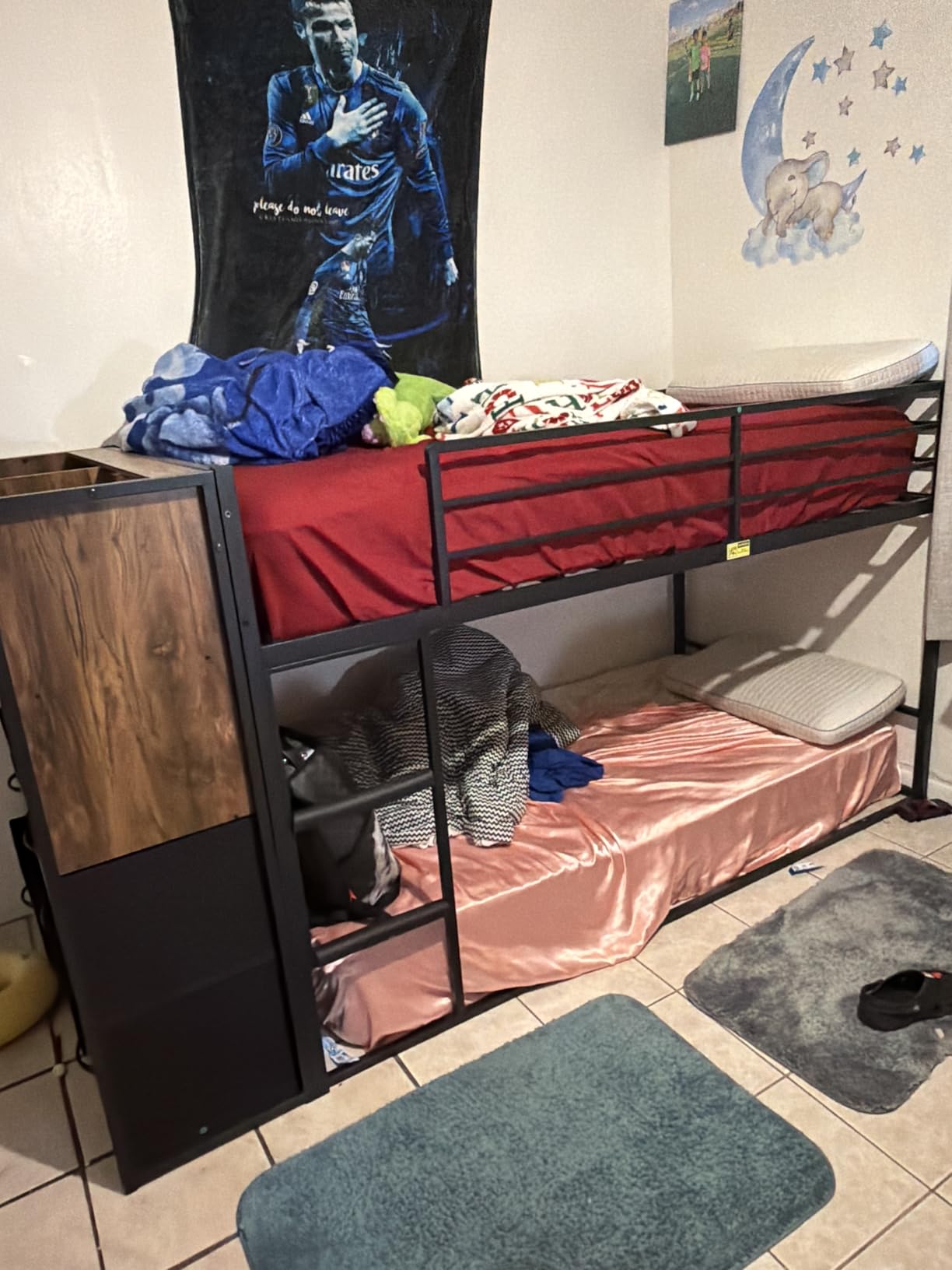 BTHFST Low Twin Over Twin Bunk Bed with 6 Storage Drawers, LED Lights customer photo 1