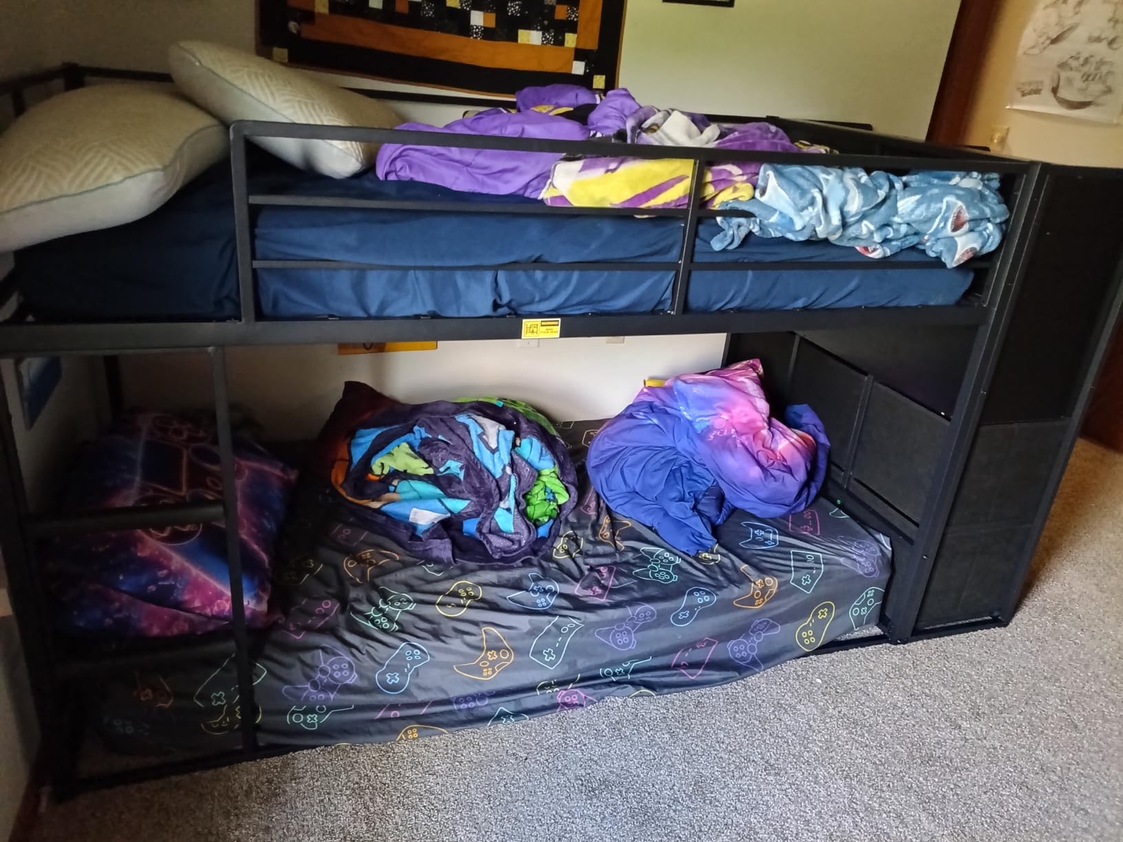 BTHFST Low Twin Over Twin Bunk Bed with 6 Storage Drawers, LED Lights customer photo 2