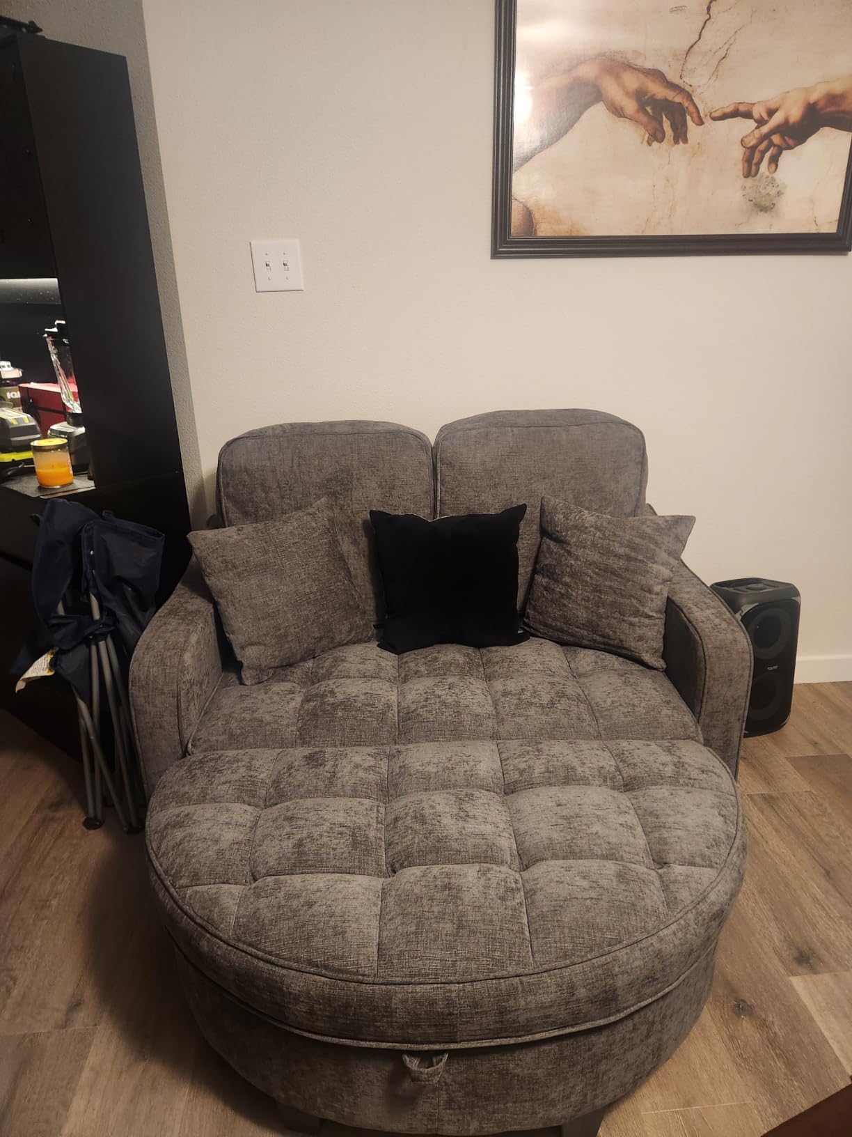 Oversized Chaise Lounge Chair Indoor with Curved Ottoman, Brown customer photo 1