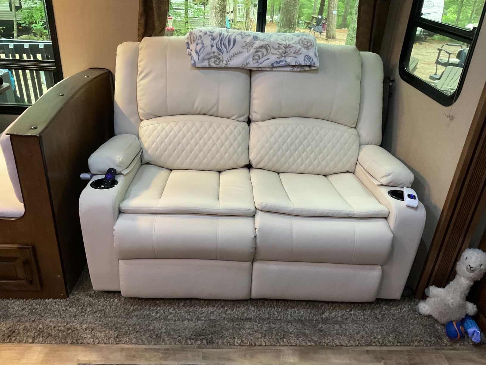 RV Loveseat Recliner Wall Hugger, Power Reclining Loveseat (Velvet,Grey) customer photo 2