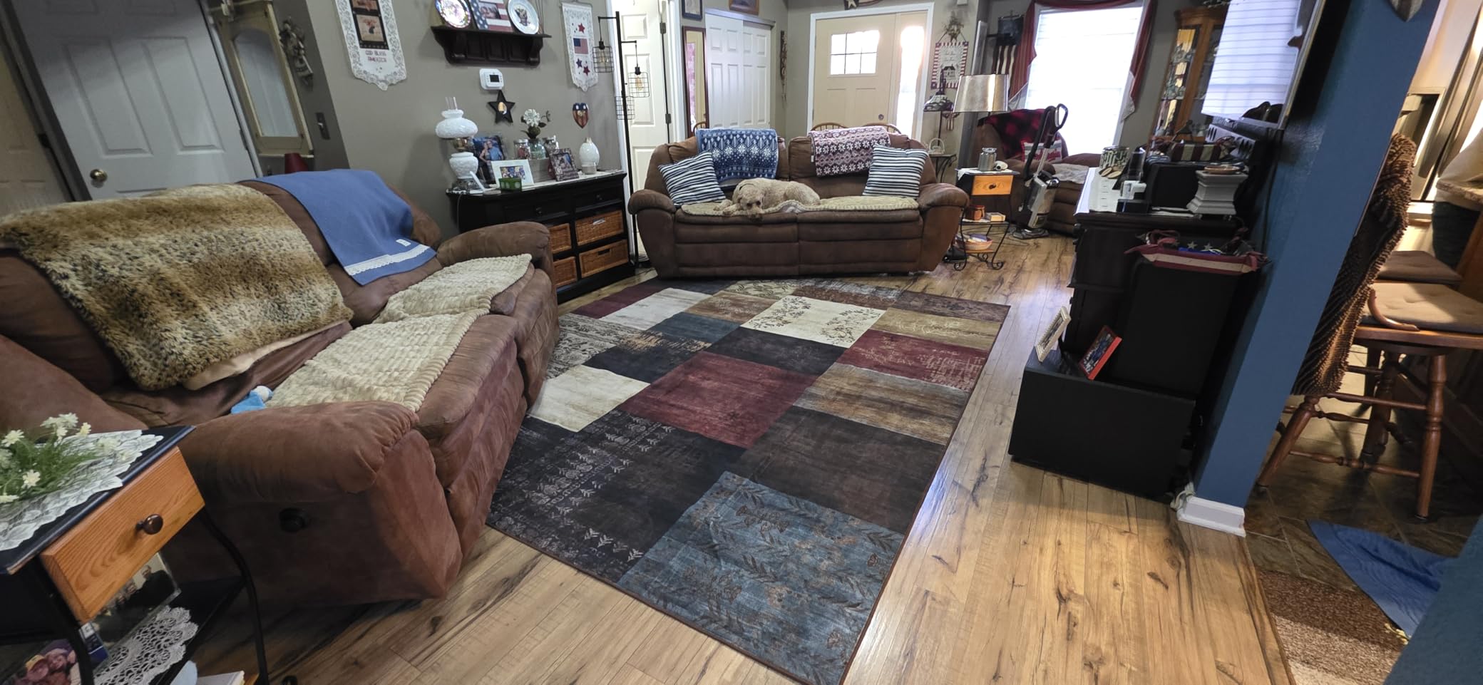 DweIke Washable Area Rugs 5x7 for Living Room, Modern Geometric Navy Blue Soft Patchwork Carpet, Non-Slip Stain Resistant Throw Rug for Bedroom Dining Room Office Home Decor customer photo 2