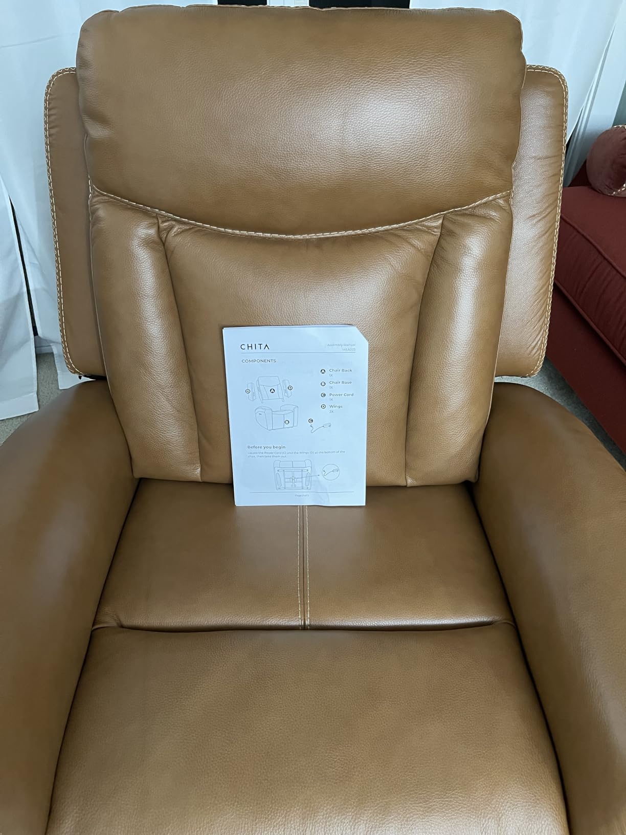 CHITA Genuine Leather Super Zero Gravity Power Recliner Chair, Navy Blue | Adjustable Power Headrest, USB & Type-C Ports for Living Room & Home Theater customer photo 1