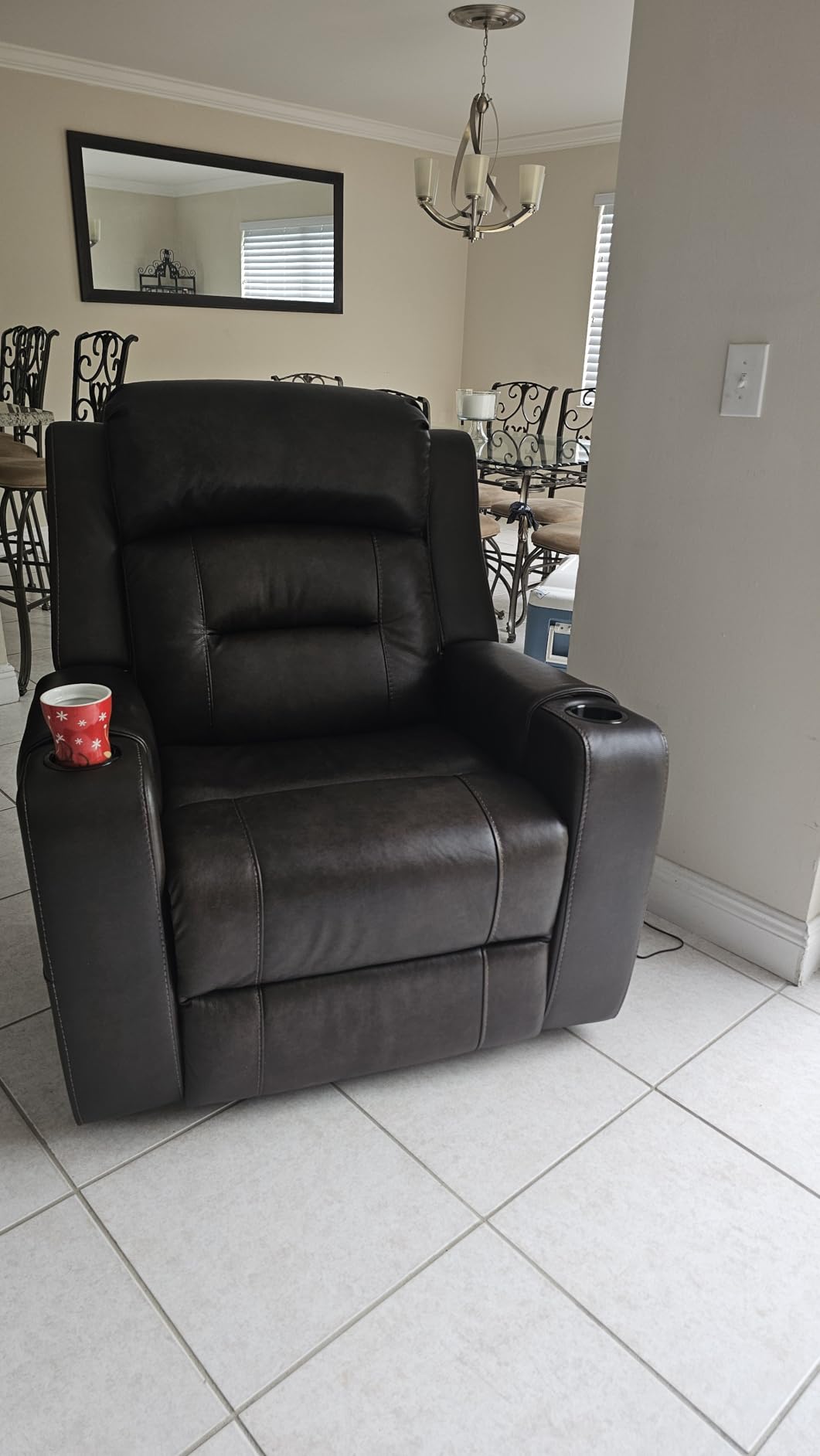 Watson & Whitely Oversized Genuine Leather Power Recliner Chair, Saddle customer photo 2