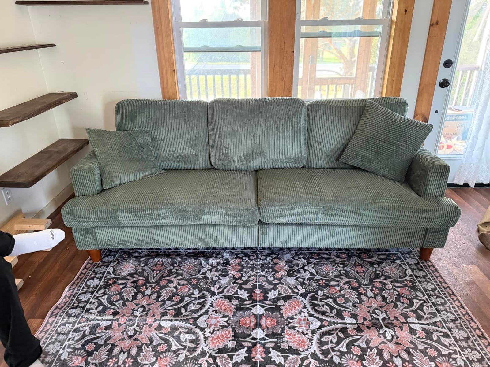 Kidirect 87in Corduroy Couch, 3 Seater Sofa, Sofas & Couches, Green Couch customer photo 1