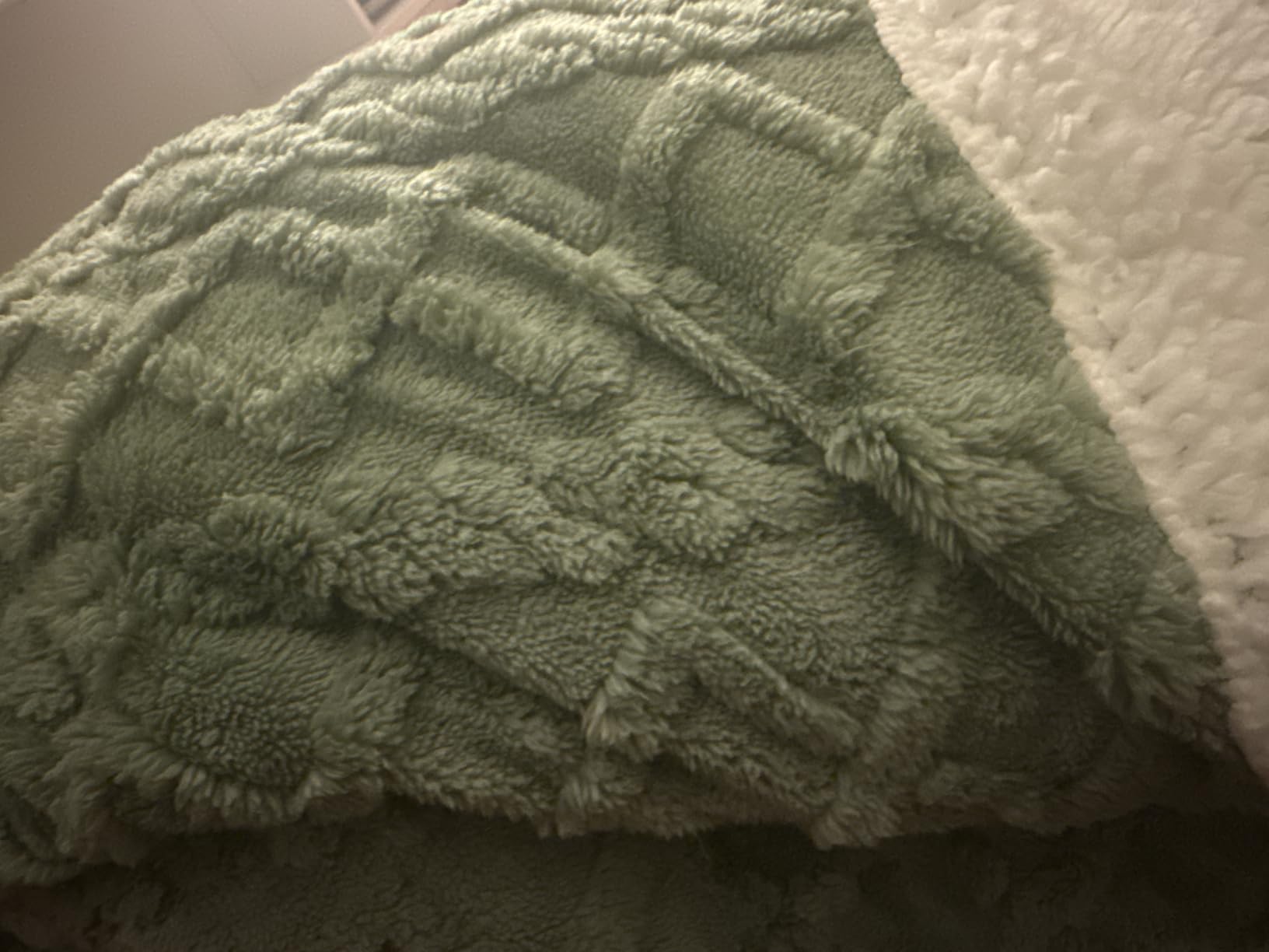 Full Size Reversible Sherpa Fleece Soft Blanket,Green,80