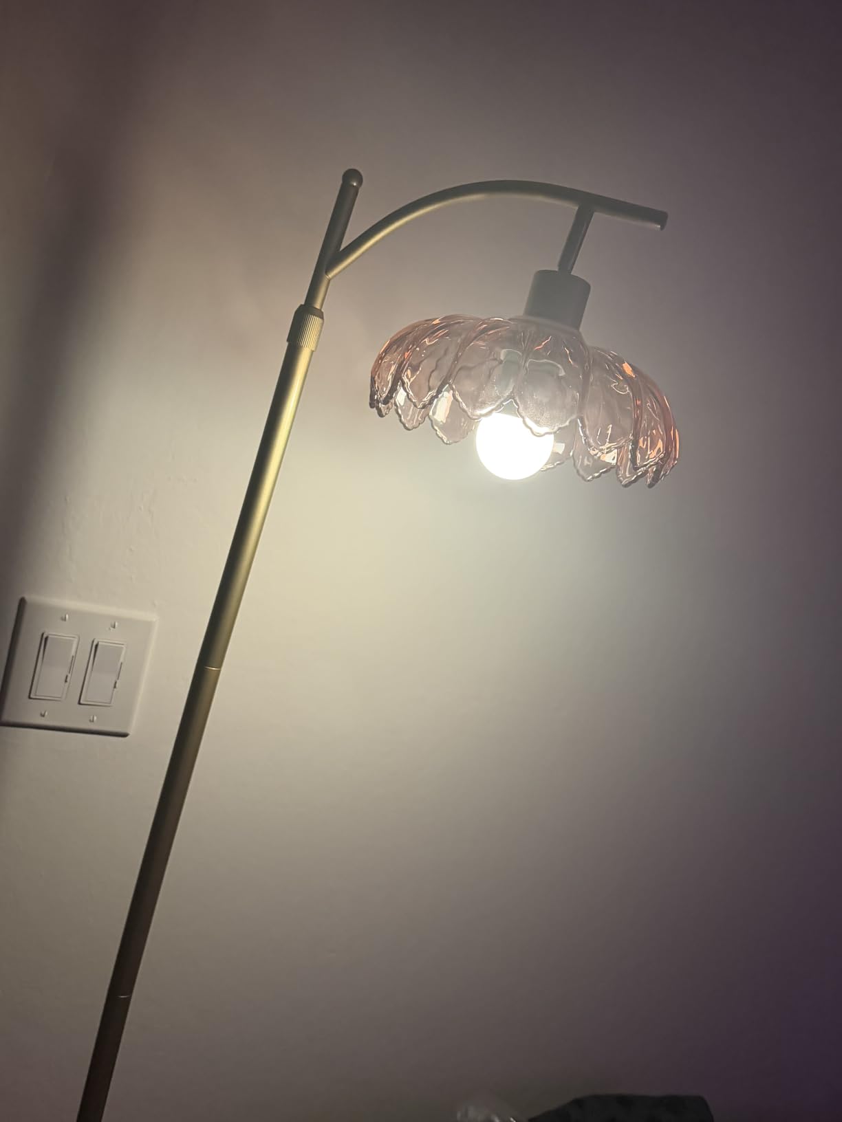 ILLMTW Glass Floor Lamp for Living Room,Bedroom,Gold Dimmable Standing Lamp with Remote,Brass White Tall Lamp Boho Mid Century Modern Floor Lamps Arc Floor Light Lamp Bohemian customer photo 2