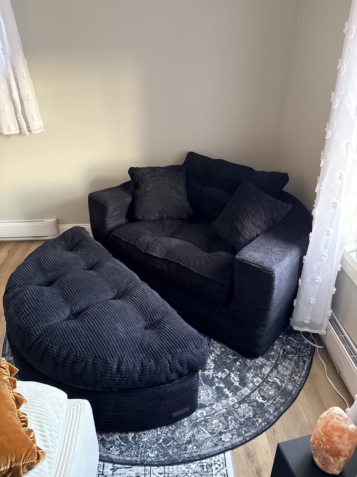 MAXYOYO Oversized Round Chaise Lounge Sofa, Boneless Chair with Ottoman customer photo 1