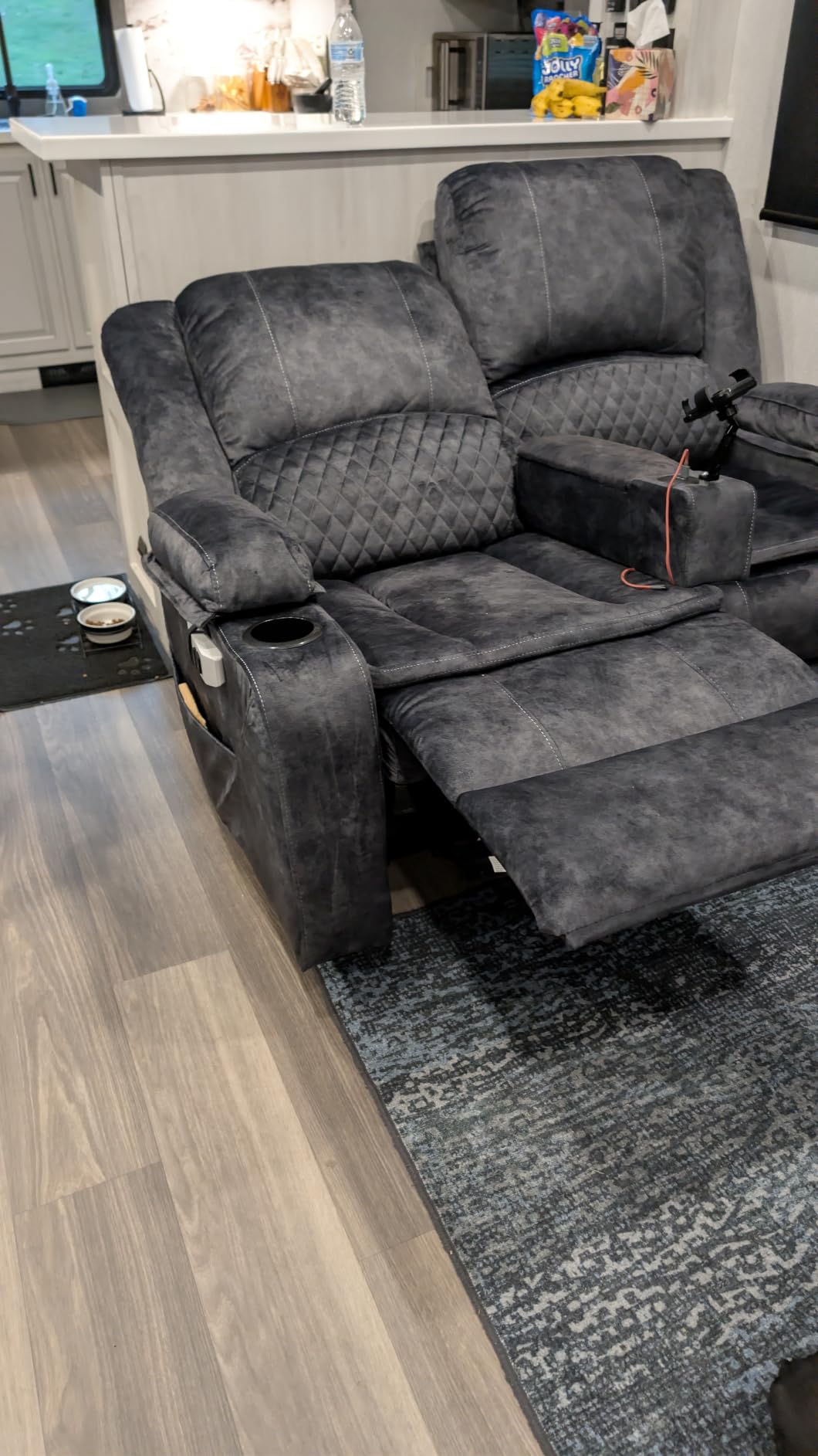 Power 3 Setaer Recliner Sofa, Wall Hugger Loveseat Recliner (PU, Brown) customer photo 2