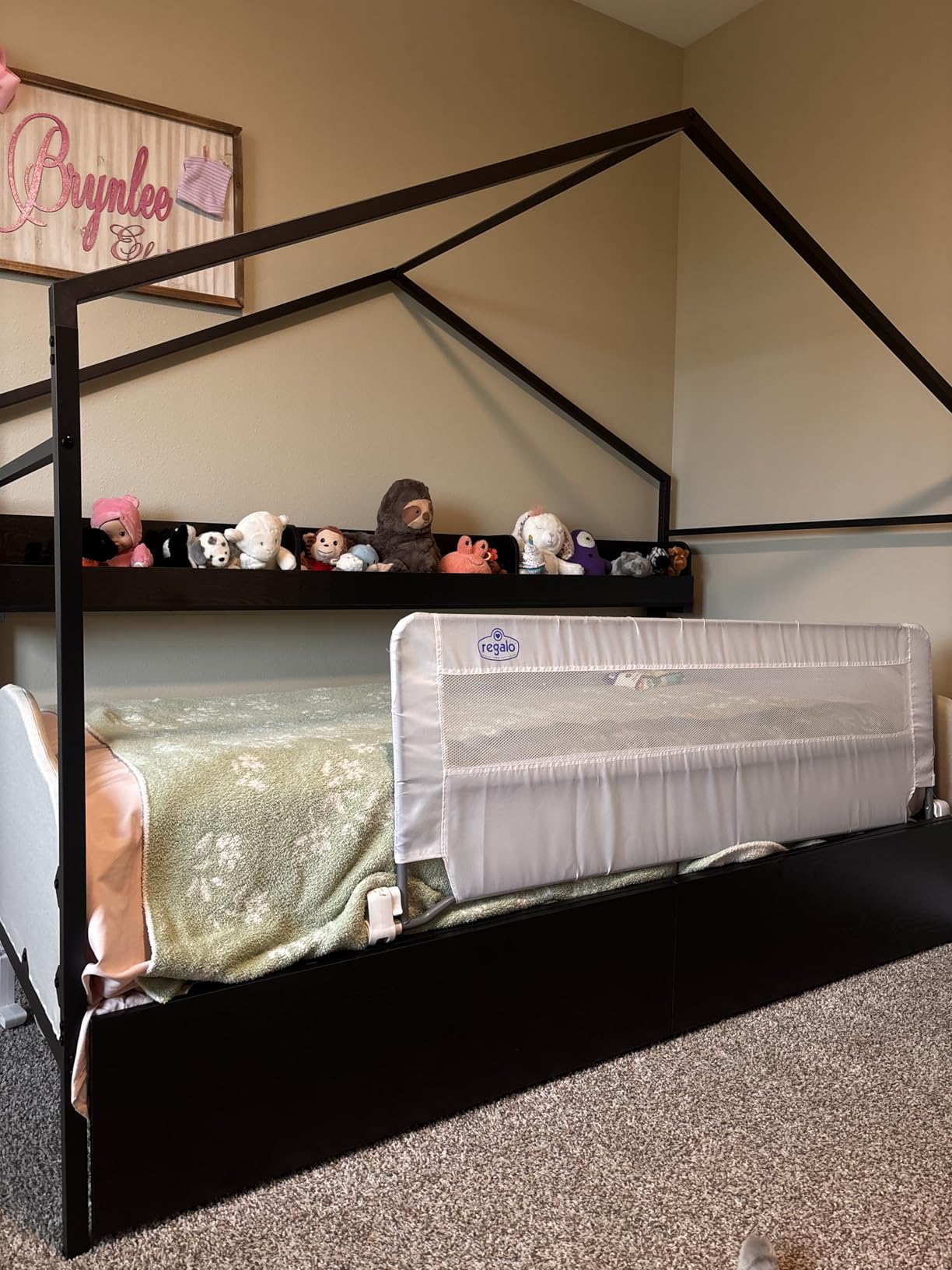 LIKIMIO Twin House Bed Frame with 2 Drawers & Curved Headboard, Black customer photo 1