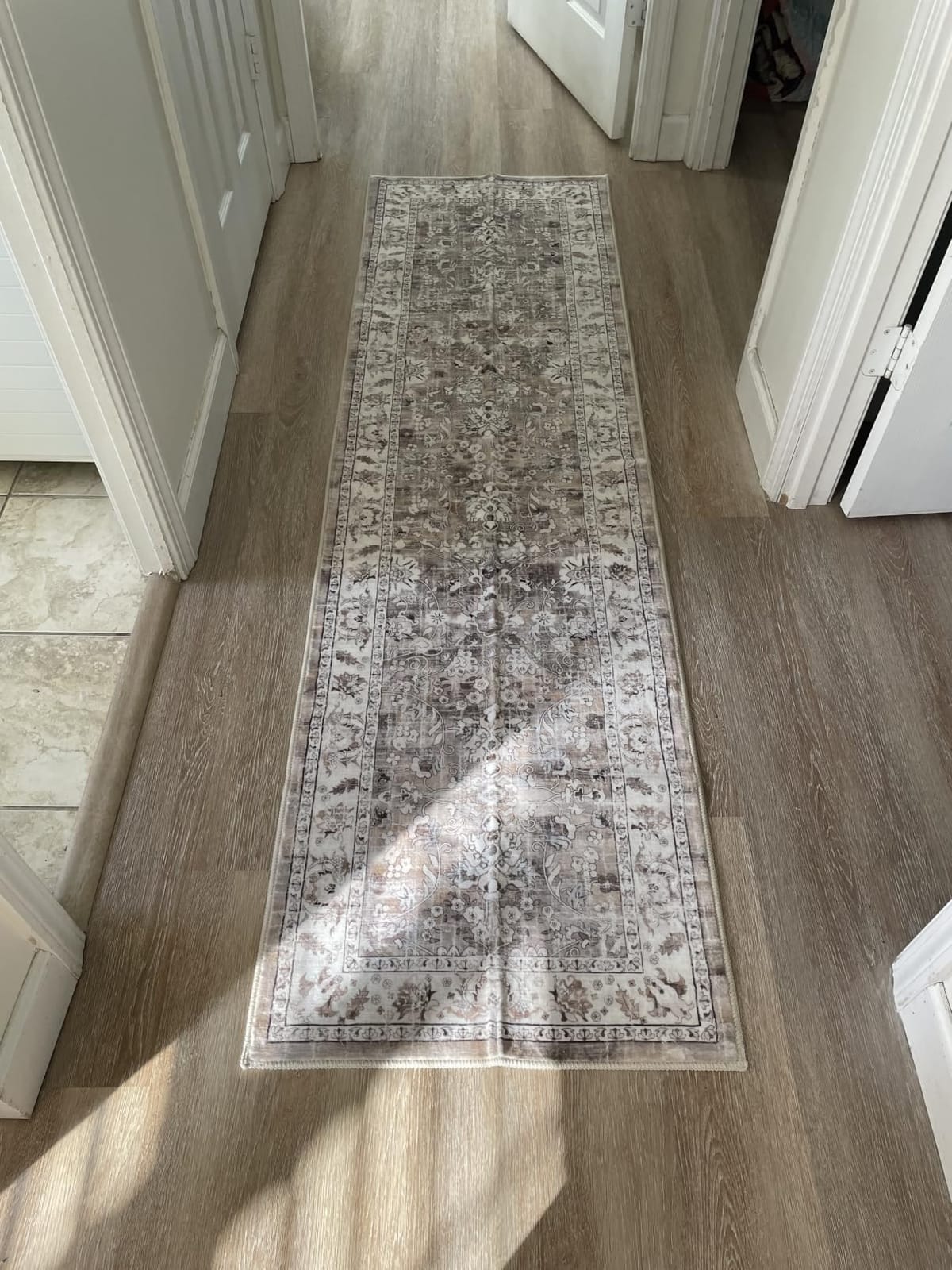 LOKHOM Washable Kitchen Rugs Sets of 3, Non Slip Floral Kitchen Mats for Floor with Rubber Backing, Boho Carpet Runner for Hallways Entryway Laundry Sink (2x3+2x4+2x5, Beige Brown) customer photo 1