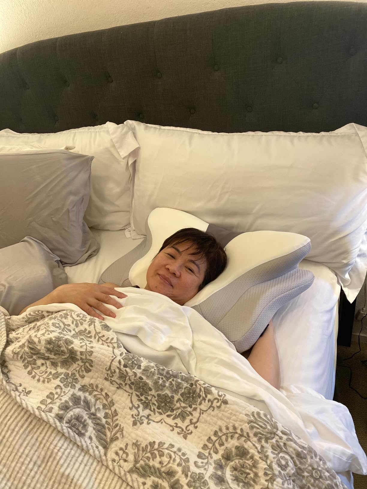 Ylekto Lumbar Support Pillow for Bed Sleeping - Lower Pillow for Back Pain Relief (Light Grey) customer photo 2