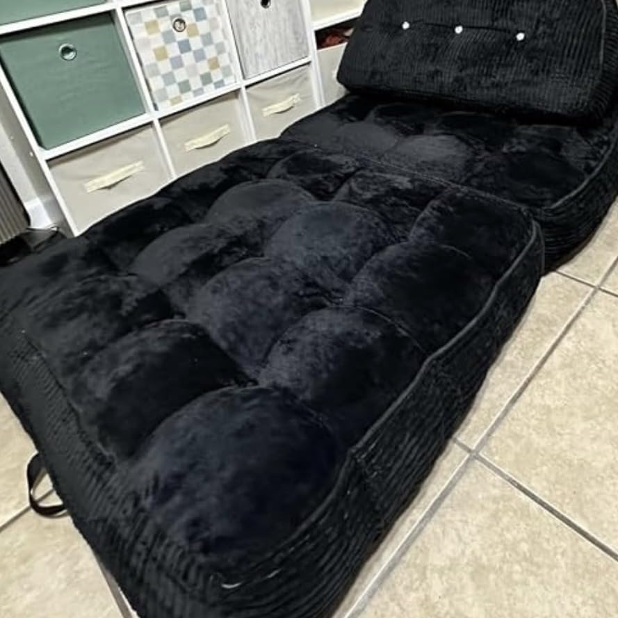 Folding Sofa Bed, Flannel Futon Couch Bed with Pillow and Blanket, Convertible Sleeper Chair for Living Room Bedroom (Two Pink) customer photo 2