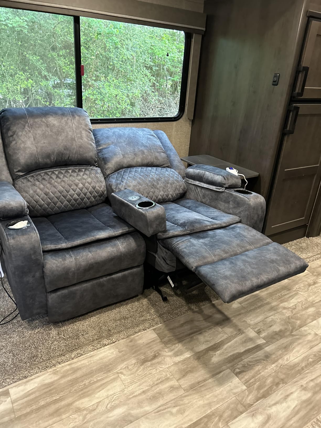 Power Loveseat Recliner, RV Loveseat Recliner Wall Hugger (Fabric,Blue) customer photo 1
