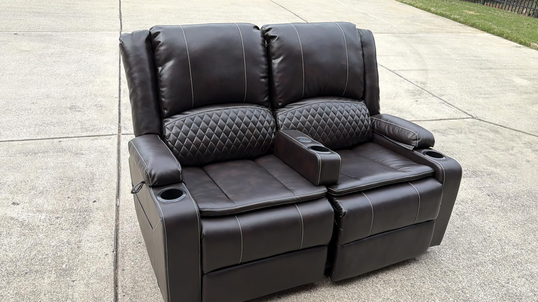 Power Loveseat Recliner, RV Loveseat Recliner Wall Hugger (Fabric,Blue) customer photo 2