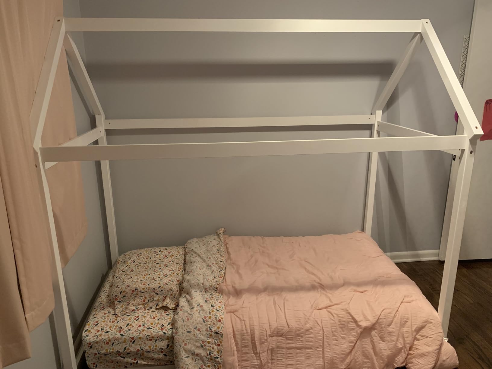 Costzon Twin Bed Frames for Kids, Wooden House Antlers-Shaped Floor Bed customer photo 1