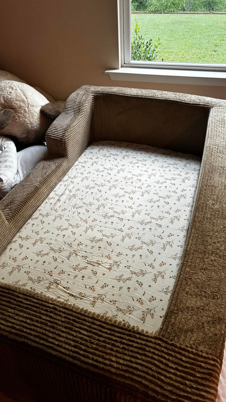 Wonder Space Foam Floor Bed for Toddlers - Soft Crib-to-Bed Transition Frame with Removable Washable Corduroy Cover, Memory Foam Bed Base for Kids 1-5 Years, Fits Standard Crib Mattress (Beige) customer photo 2