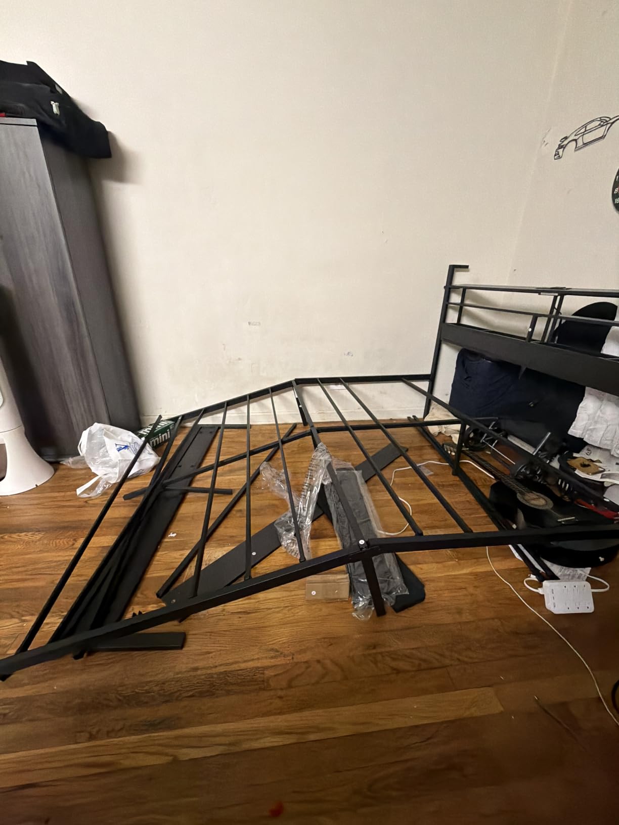 Furnulem Queen Bed Frame with Charging Station and LED Lights, Black Oak customer photo 1