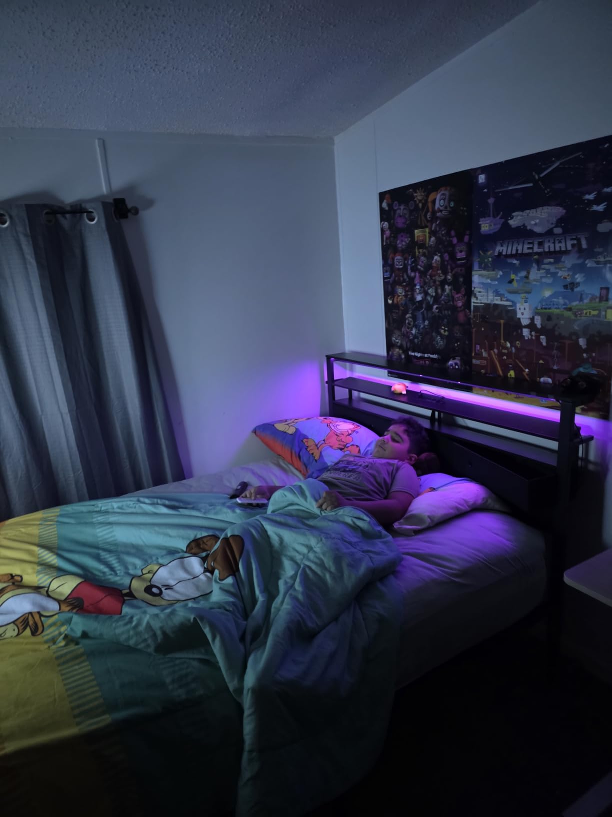 Furnulem Queen Bed Frame with Charging Station and LED Lights, Black Oak customer photo 2