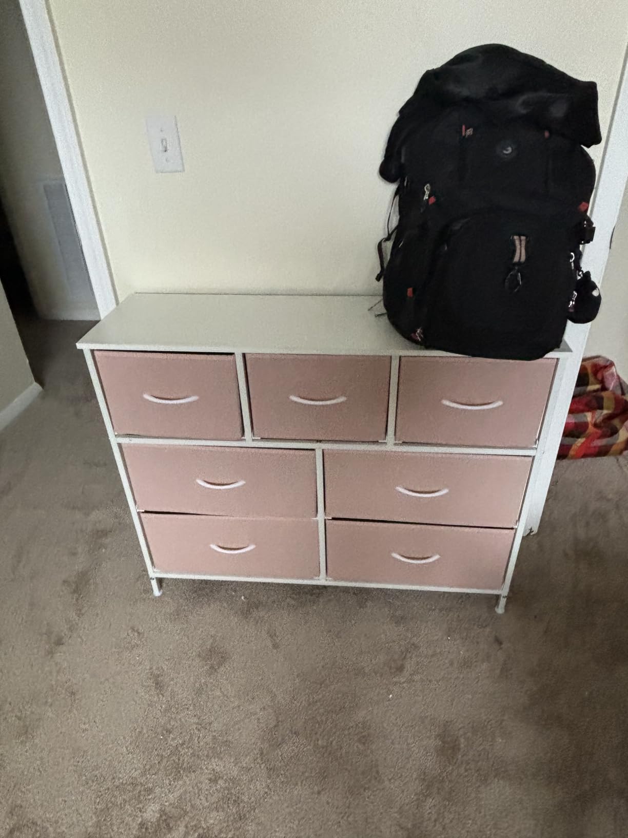 OLIXIS 7 Drawer Fabric Dresser, Storage Tower for Bedroom and Closet | White Easy-Pull Bins for Closet Organizers, Chest of Drawers with Sturdy Steel Frame & Wooden Top for Living Room, Entryway customer photo 1