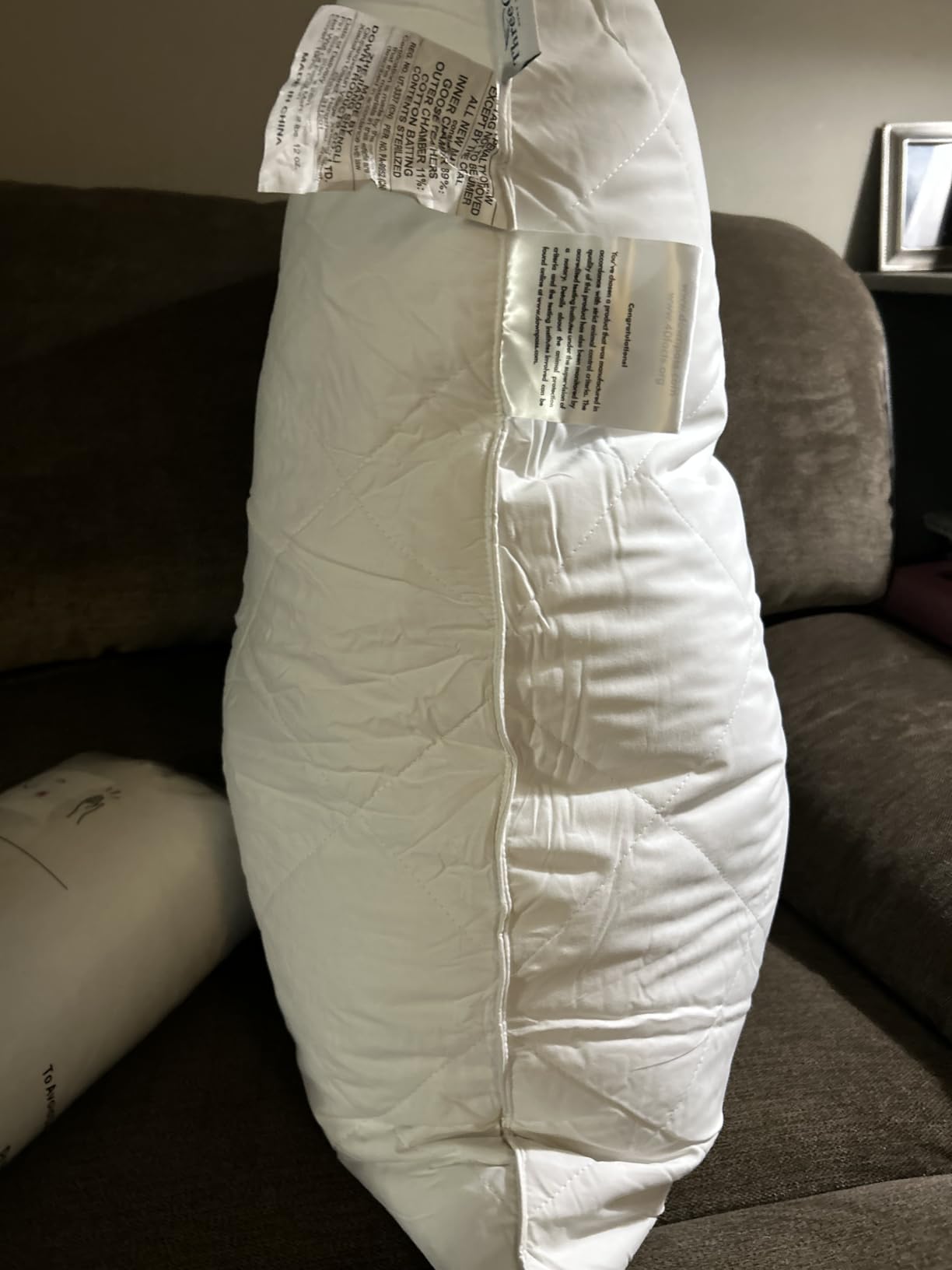 Three Geese White Goose Feather Cotton Down Pillows King Size - Soft 600 Thread Count Organic Cotton Cover, Soft Goose Feather Down Pillows for Side and Back Sleepers, 20x36inches(2 Pillows) customer photo 1