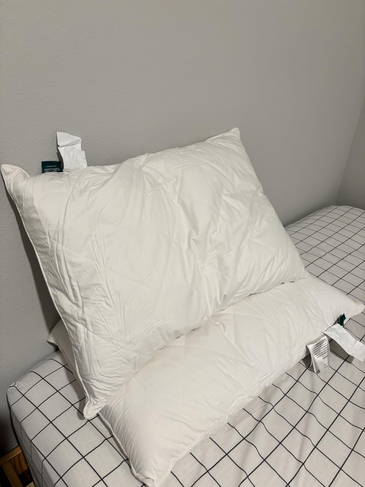 Three Geese White Goose Feather Cotton Down Pillows King Size - Soft 600 Thread Count Organic Cotton Cover, Soft Goose Feather Down Pillows for Side and Back Sleepers, 20x36inches(2 Pillows) customer photo 2